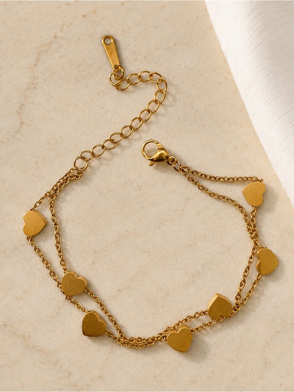 Gold Plated Charm Double-Layer Bracelet